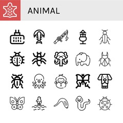 animal simple icons set