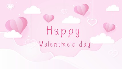 Happy Valentine's Day Background Lovely Design with Lots of Hearts in Red Background Poster Greeting Card. Vector Illustration