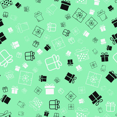 Gift boxes and parcels. Seamless vector pattern. Colorful background texture
