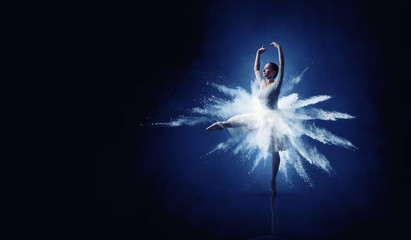 Ballet dancer in jump . Mixed media