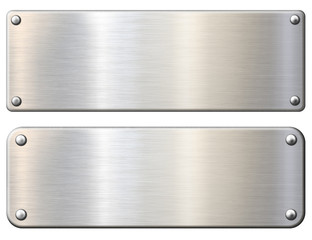 Simple metal plaques or plates set isolated 3d illustration with clipping path included