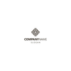 Obraz premium black and white simple vector rhombus flat art iconic logo of geometric cross-shaped pattern