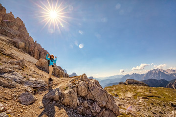 Hiking around the Three Peaks in the Dolomite Alps, South Tyrol, Italy