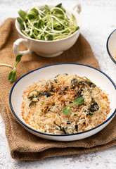 fired rice with vegetable on white backdrop
