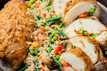 Chicken stuffed with vegetables