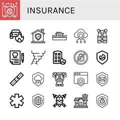 insurance simple icons set
