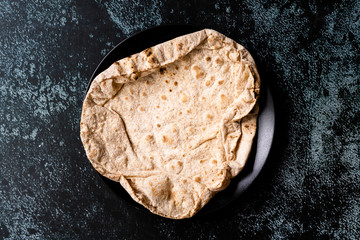 Indian Flat Bread Chappati Folded Style Lavash Ready to Eat Flatbread.