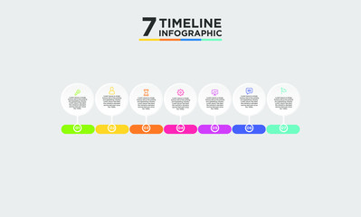 Fototapeta na wymiar 7 step timeline infographic element. Business concept with three options and number, steps or processes. data visualization. Vector illustration.