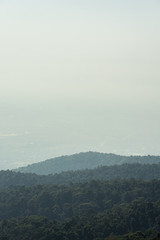 Naklejka premium View from on top mountain of PM 2.5 air pollution problem in Chiang Mai,Thailand.