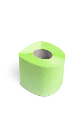 Green toilet paper. Shot on white background. - Image