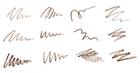 Set of Brow or eye  Liner Pencil Squiggles isolated on white background  - Image