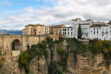 Naklejka na ściany i meble Amazing city on the edge of the Ronda gorge, Andalusia, Spain.