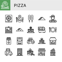 pizza simple icons set
