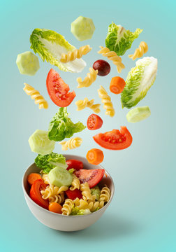 Pasta salad flying in bold for food at work