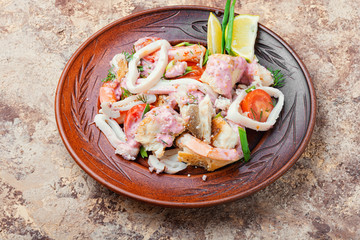 Delicious spicy seafood salad