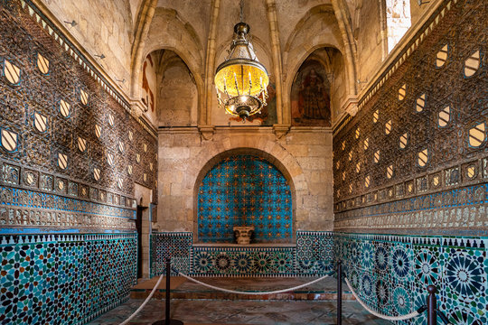 Inside the mudejar Capilla San Bartolome chapel in Cordoba, Andalusia, Spain