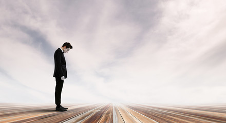 Young man mime. Mixed media