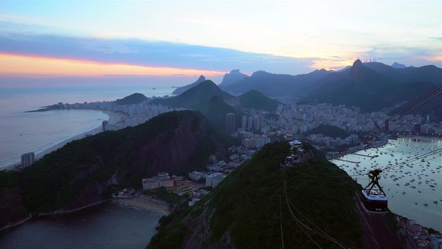 Cable car at Sugar Loaf Mountain (Pao de Acucar), Rio de Janeiro, Brazil, South America - 4K time lapse