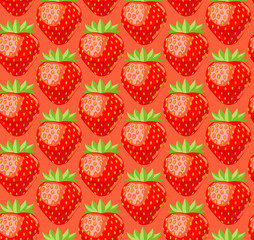 Seamless pattern with juicy strawberries. Bright background with berries. Vector illustration.