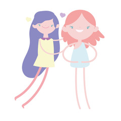 happy valentines day, cute girl and cupid character love hearts relationship