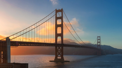 Fototapeta na wymiar Golden Gate bridge at sunset, San Francisco, California