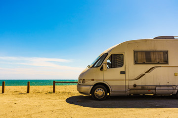 Camper car on beach, Andalucia Spain