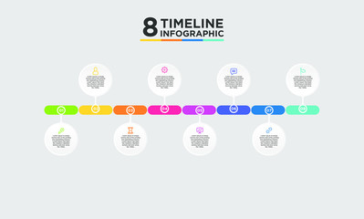 Fototapeta na wymiar 8 step timeline infographic element. Business concept with eight options and number, steps or processes. data visualization. Vector illustration.