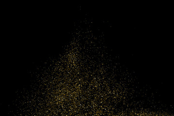Fototapeta na wymiar Gold Glitter Texture Isolated On Black. Amber Particles Color. Celebratory Background. Golden Explosion Of Confetti. Design Element. Digitally Generated Image. Vector Illustration, Eps 10.