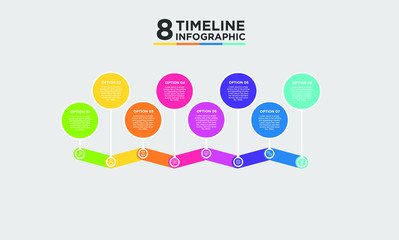 8 step timeline infographic element. Business concept with eight options and number, steps or processes. data visualization. Vector illustration.