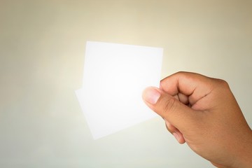 Fototapeta premium hand holding blank business card