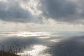 Grey clouds over the sea