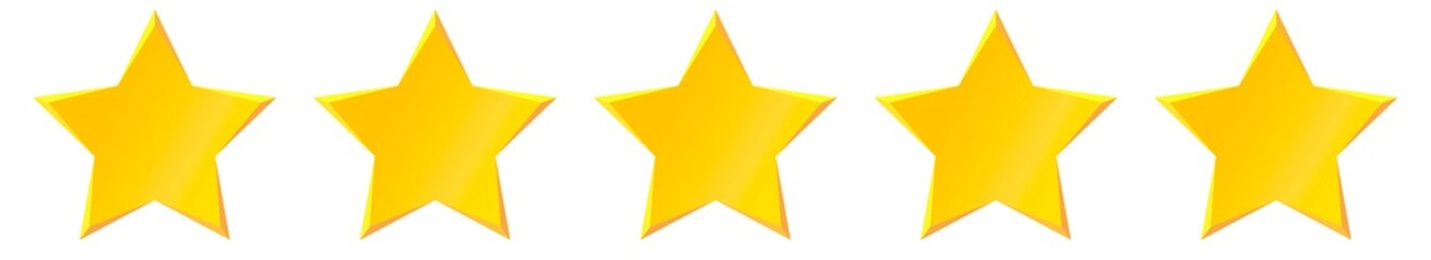 Gold Star. Five stars  rating review flat icon for apps or websites. Gold star.  5 stars rating.  Vector illustration
