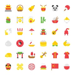 china new year related vectors icon set, in flat design,