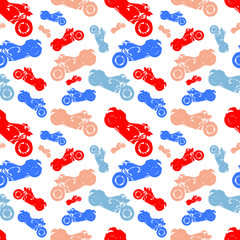 Seamless pattern of silhouette chopper motorcycles, for wrapping paper, wallpaper, fabric ornament, backdrop, print, gift wrap, cover of notebook, envelope. Suit for linen design