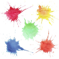 Set of watercolor color splashes isolated on whited. Watercolor Illustration for artistic design