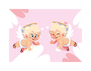 cute cupid angels , valentines day