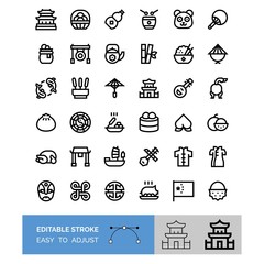 china new years related vector icon set, in lineal style,