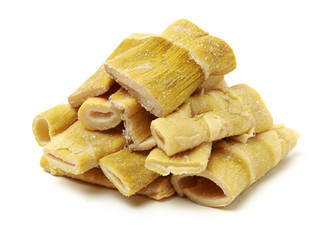 dried bamboo shoot on white background 