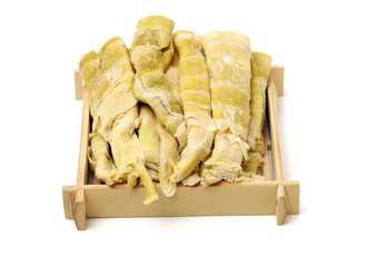 dried bamboo shoot on white background 