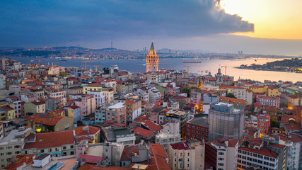 Fototapeta na wymiar Aerial view of Galata tower and Istanbul city in Turkey.