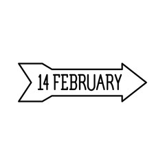 february 14 label , romantic valentine lettering vector illustration design