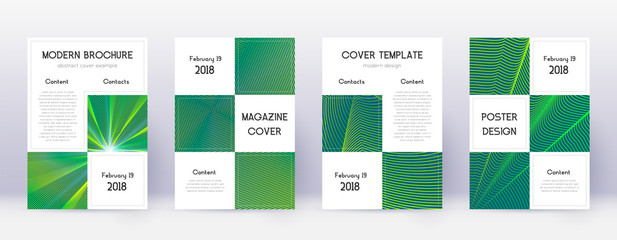 Business brochure design template set. Green abstr