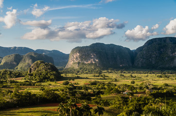 Beautiful view of Mogotes in Vinales Valley, Cuba, known for tobacco plantations