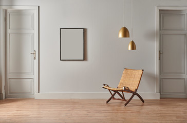 Grey living room concept, door detail, working table and chair style.