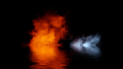 Paranormal fog isolated on black background. Stock illustration. Smoke reflection on water.