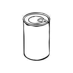 Old tin can. Contour with transparency.