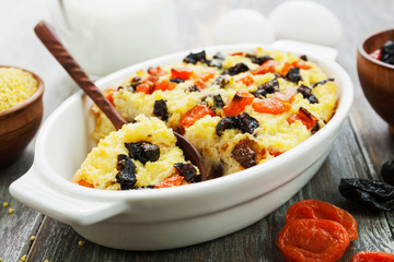Millet casserole with dried fruits