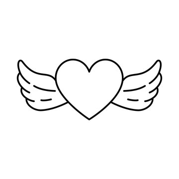 heart with wings on white background vector illustration design