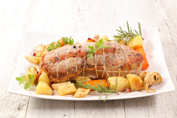 roast beef or pork with vegetable