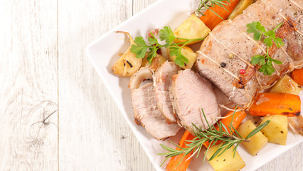 roast beef or pork with vegetable